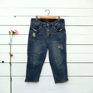 Royalty For Me Blue Ankle Jeans with Distressed Details